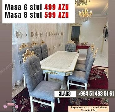 Qonaq otağı üçün, Yeni, Açılmayan, Dördbucaq masa, 6 stul lalafo.az -da Qonaq otağı üçün, Yeni, Açılmayan, Dördbucaq masa, 6 stul
