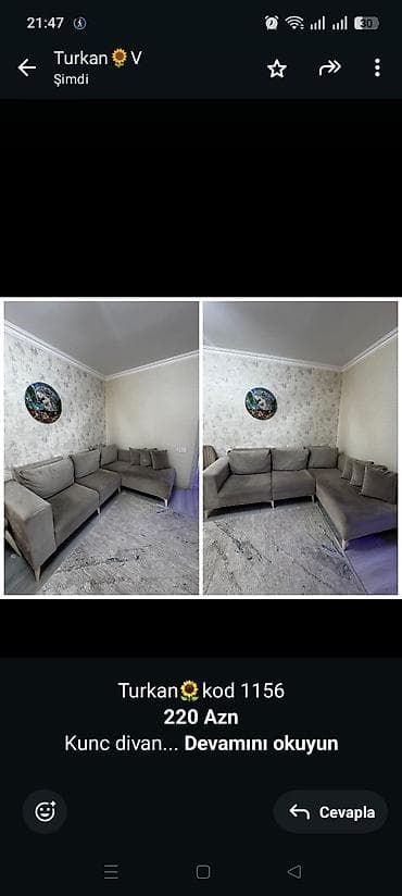 kunc divan: Turkan🌻kod 1156 *220 Azn* Kunc divan yaxsi vezyetdedir 🏠Unvan — 1