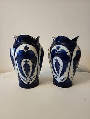 Şamdanlar: Вазы фарфор кобальт позолота Кисловодская фабрика сувениров — 1