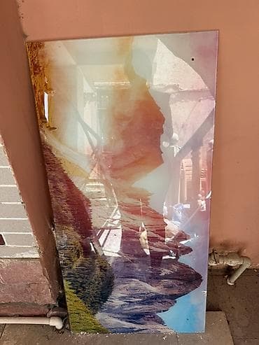 divar saat: Şüşə üzərində dağ mənzərəsi çapı – dekorativ panel - Material: bərk — 3