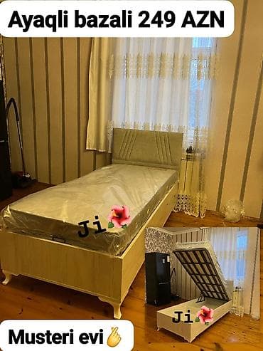 Təknəfərlik çarpayı, Bazalı, Matras ilə, Siyirməsiz