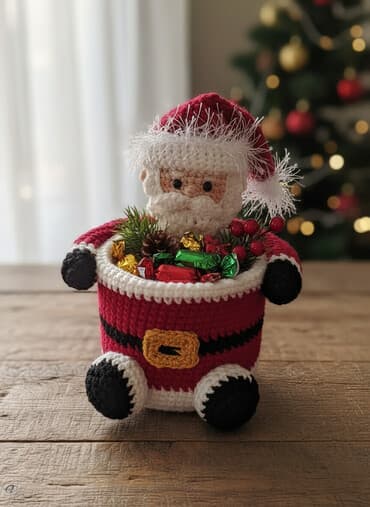 şaxta baba geyimləri: Yenil il temalı əl işi “Şaxta Baba” konteyneri - Material: əl ilə — 5