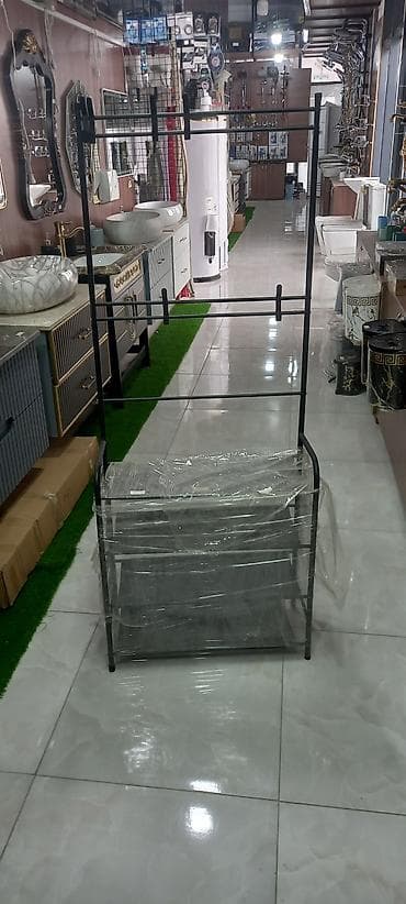 kunc şkaf: Metall paltar asılqanı və ayaqqabı rəfi kombinə sistemi - Material — 1