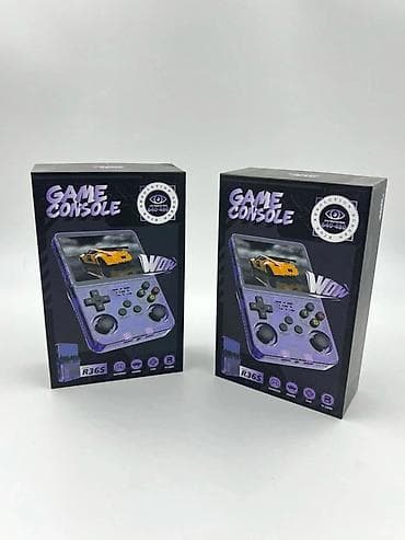 Техника и электроника: R36S portativ retro oyun konsolu – şəffaf bənövşəyi korpus, 3.5" — 3