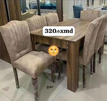 Qonaq otağı üçün, Yeni, Dördbucaq masa, 6 stul