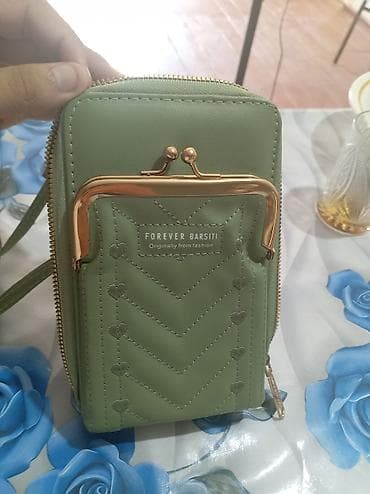 termo cantalar: Yaşıl rəngli çoxfunksiyalı mini çanta-cüzdan - Brend yazısı: Forever — 6