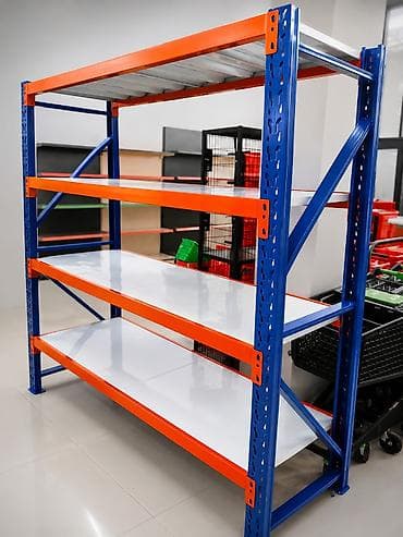 Anbar və mağazalar üçün metal rəf sistemi - Material: möhkəm polad
