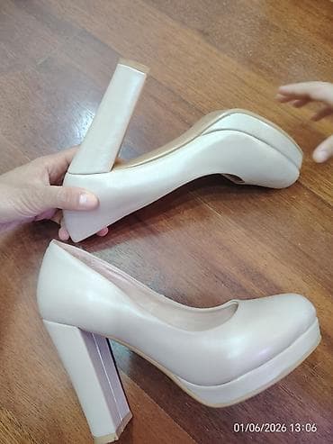 deri pencek: Tuflilər, Ölçü: 38, rəng - Bej, Yeni — 5