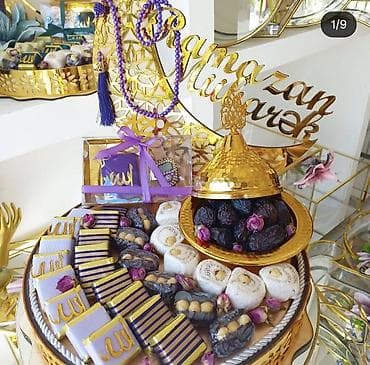 Şamlar: Ramazan temalı hədiyyə səbətləri - Qızılı güzgü effektli dairəvi — 5