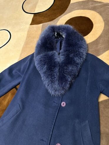 qadınlar üçün boyfrend palto: Tünd mavi rəngdə qadın palto - Materiaal: yun və kaşmir qarışımı — 5