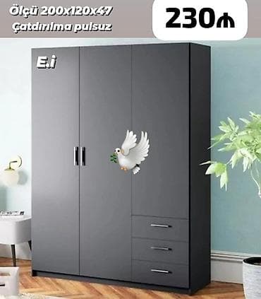 Yeni, 3 qapılı, Siyirməli, Boz, Digər material, Açılan, Düz dolab lalafo.az -da Yeni, 3 qapılı, Siyirməli, Boz, Digər material, Açılan, Düz dolab