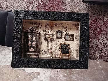 qanadsız mələk: Miniatür interyer kompozisiyası – 3D çərçivə tablo - Qabarıq — 2