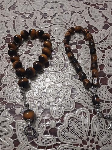 Təsbeh dəsti – 2 ədəd - Material: qəhvəyi və qara tonlarda təbii daş