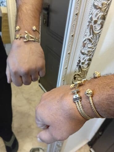 Çantalar: Kişi üçün dizayn qolbaqlar dəsti - Material: metal ərintisi, qızılı — 2