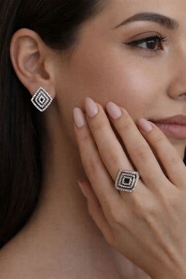 bijuterya: Yeni gümüş komplekt,925 prob, qaşlar sirkon — 1