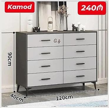 loft mebel: Komod – 8 çekmecəli, müasir dizayn Ölçülər: - En: 120 sm - Hündürlük — 1