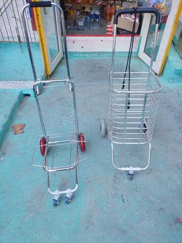 alışveriş arabaları: TEZE üc təkərli metal alış-veriş arabası - Material: parlaq xrom — 7