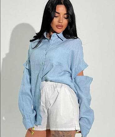 bil: Qadınlar üçün oversize kətan köynək - Material: yüngül və nəfəs alan — 4