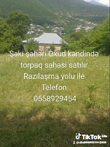 sabuncuda torpaq: Şəki şəhəri, Oxud kəndində torpaq sahəsi satılır. Xüsusiyyətlər: - — 2
