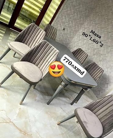 Qonaq otağı üçün, Yeni, Açılan, Kvadrat masa, 6 stul