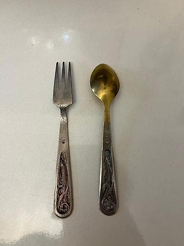 Antik yemək dəsti – 2 parça - Tərkib: 1 ədəd çəngəl, 1 ədəd qaşıq - — 2