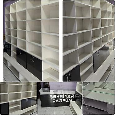 gül rəfi: ✔️650 man(Bakı, 9-cu MKR). 2 ədəd ətir vitrini+ resepşn masa. Təcili — 1