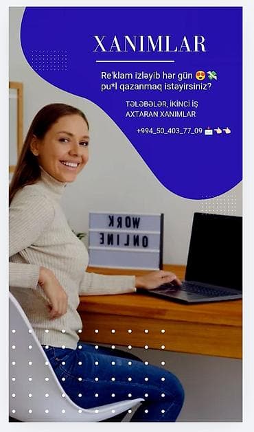 teze elanlar: Xadimə tələb olunur, İstənilən yaş, Təcrübəsiz, Dəyişən qrafik, Gündəlik ödəniş — 1
