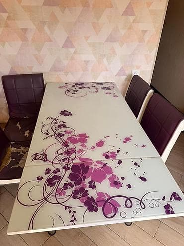 stul və stol: Mətbəx üçün, İşlənmiş, Dördbucaq masa, 4 stul — 2