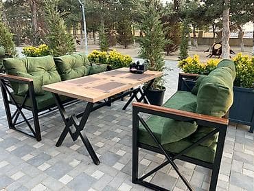 mebel divanlar: Metall karkaslı bağ-teras mebel dəsti - Tərkib: 1 ədəd masa + 2 ədəd — 1