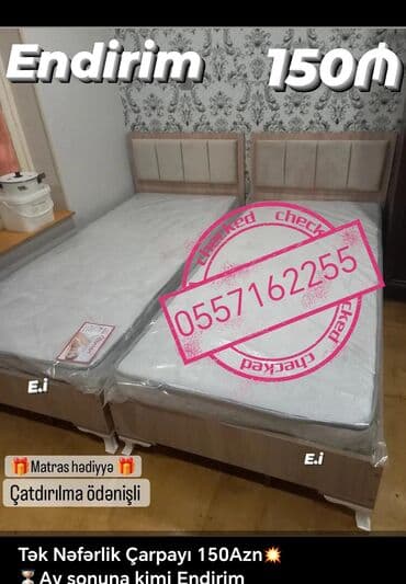 tek carpayı: Yeni, Təknəfərlik çarpayı, Bazasız, Matras ilə, Siyirməsiz, Azərbaycan — 6