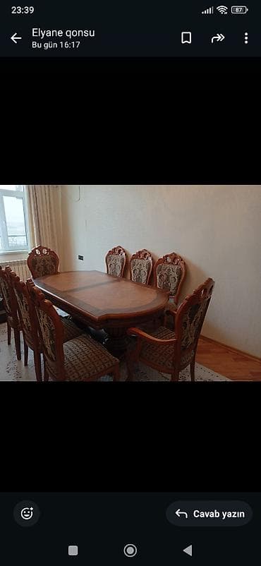 kristal yem: Qonaq otağı üçün, Açılmayan, Oval masa, 8 stul — 2