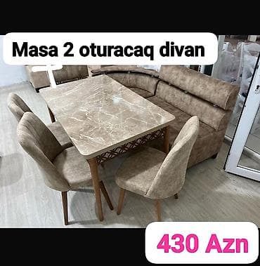 divan örtükleri: Mətbəx üçün, Açılmayan, Dördbucaq masa, 2 stul — 1