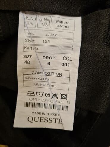 kişi ucun klassik qara kostyum: Quesste Cerimonia bəylik kostyumu köynək+baboçka hədiyyə . Hər biri — 8