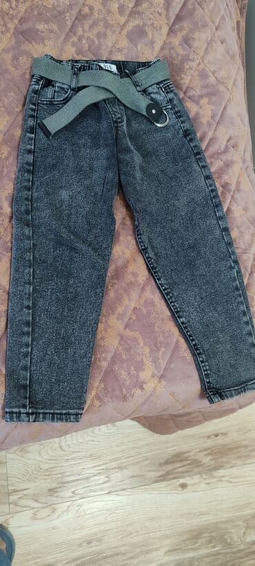 детские стрейчевые джинсы: Uşaq cins şalvarı - Rəng: tünd boz/acid wash effektli - Model: düz — 1