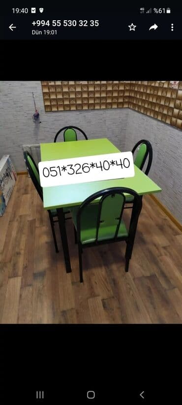 Masa və oturacaq dəstləri: Qonaq otağı üçün, Yeni, Açılan, Dördbucaq masa, 6 stul — 21