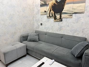 Boz rəngdə müasir künc divan dəsti - Minimalist dizaynlı, yumşaq — 1