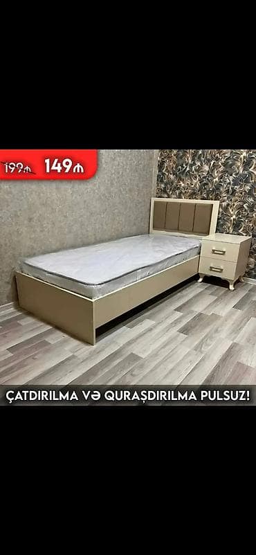 tek çarpayılar: Tək nəfərlik çarpayı – 149 AZN - Minimalist, müasir dizayn: düz — 3