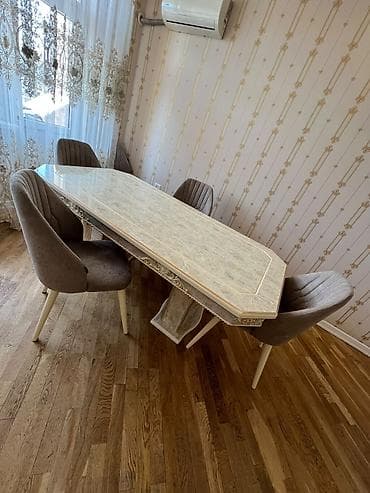 Qonaq otağı üçün, İşlənmiş, Oval masa, 6 stul