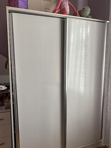 qardırob: 2 qapılı, Ağ, Digər material, Kupe, Düz dolab — 1