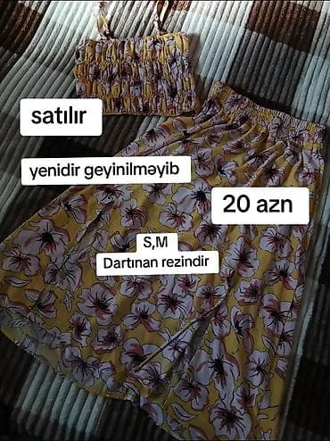 beli: İki hissəli qadın dəst - Üst: nazik qayışlı, büzgülü crop-top - Alt — 1