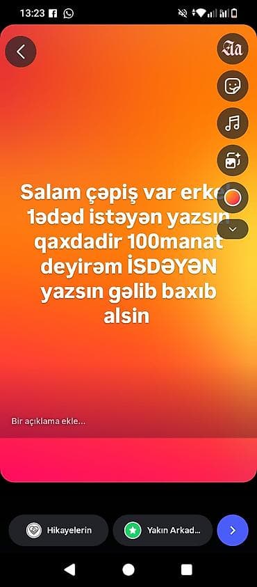 Digər heyvanlar: Məhsul: Keçi (çəpiş), erkək Say: 1 ədəd Təsvir: - Sağlam erkək çəpiş — 1