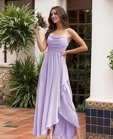 Личные вещи: Zərif bənövşəyi rəngdə uzun ziyafət/nikah mərasimi donu - Model — 1