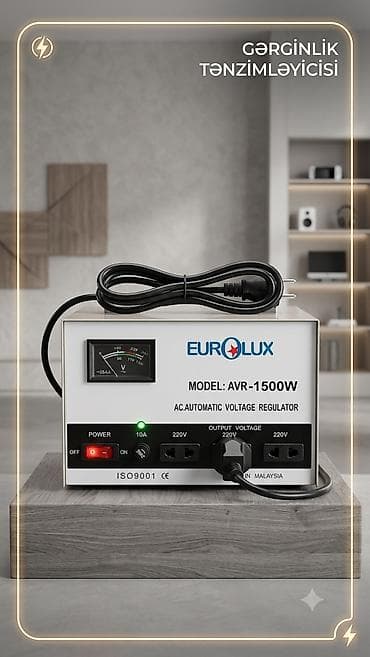 ev saati: EUROLUX AVR-1500W – Avtomatik Gərginlik Tənzimləyicisi - Model — 1