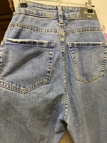 qaqa şalvarı: Mavi rəngli “DENIM” cins şalvar - Etiket ölçüsü: 29 yazılıb amma M və — 5