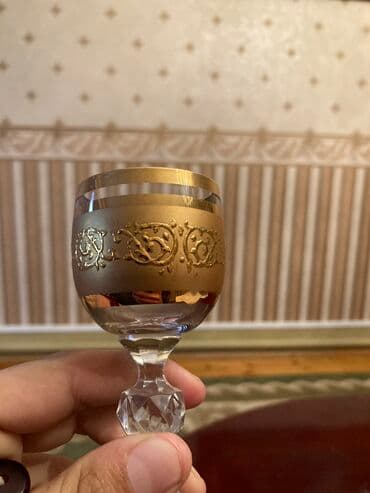 sovetin qablari: Rümkalar, rəng - Qızılı, Xrustal, 6 ədədli dəst, Çexiya — 4