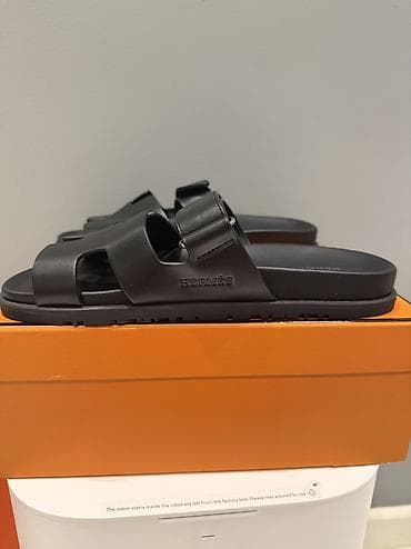 sandal: Hermès kişi slayd sandal 1:1 kopiya, temiz deri Yenidir, olcu uygun — 2
