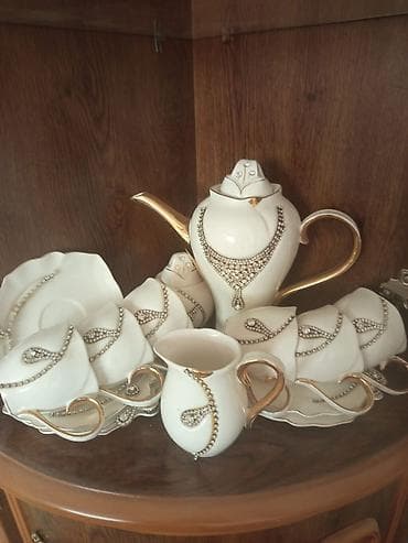 çay evi avadanlıq: Çay dəsti, rəng - Ağ, Farfor — 1