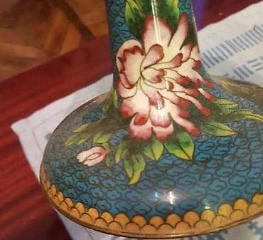 Kloazon (cloisonné) texnikalı dekorativ meyvə qabı - Material: mis — 3