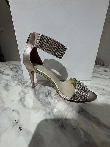 Zərif qadın sandaleti – Karen Millen 39 ölçü - Rəng: şampan/bej satən — 2
