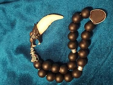 vasmi tesbeh: Təsbeh – bədii dizaynlı, canavar başlığı təbii canavar dişi və 925 — 10